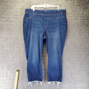 Wonderly Jeans Womens 16W Blue Pull-On Super Skinny Frayed Hem Stretch Denim